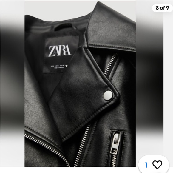 ZARA FAUX LEATHER CROP BIKER JACKET BLACK. Size XL - Picture 10 of 13